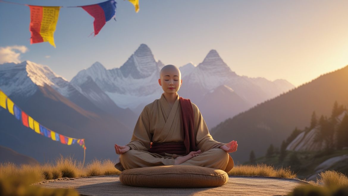 Медитация Махамудра в тибетских горах на рассвете - духовная практика просветления