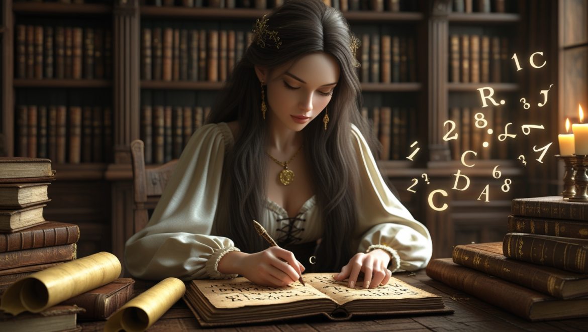 Нумерология имени - женщина изучает значение букв и чисел в древних книгах
