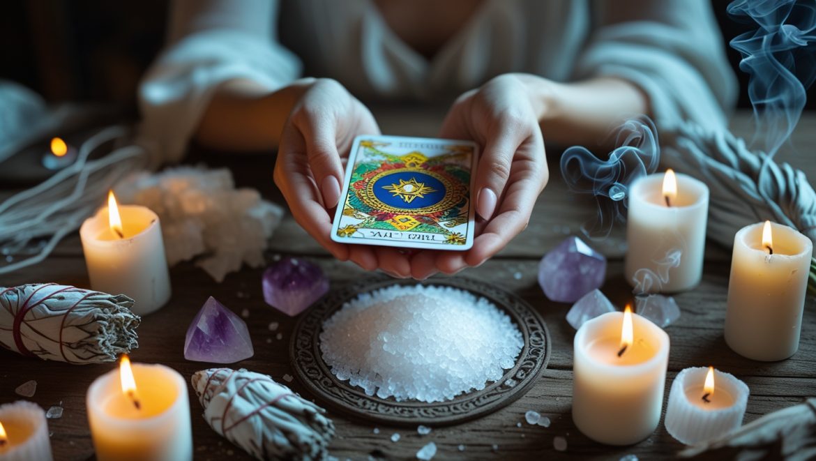 Ритуал очищения и зарядки колоды Таро с использованием свечей, кристаллов и благовоний