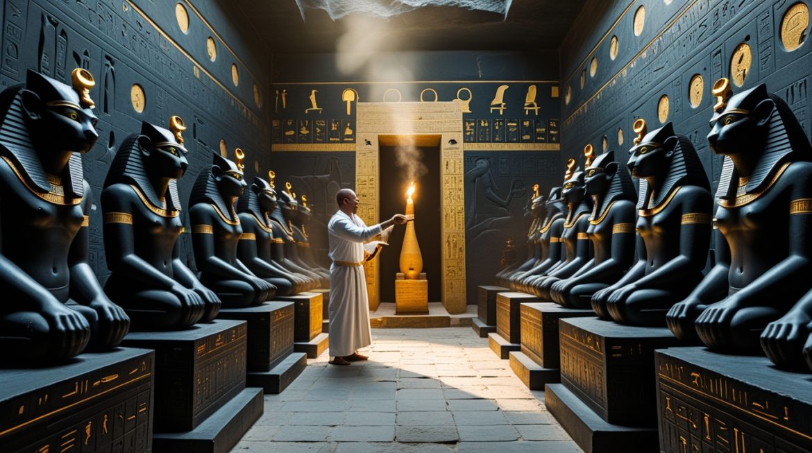 статуи богини Сехмет в храме Карнак — 365 гранитных изваяний ритуального цикла Аменхотепа III