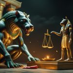 Ам-мут — пожирательница сердец у весов суда Осириса, египетская мифология