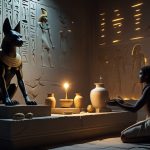 Анубис — бог трансформации в египетской магии, страж ворот Дуата с весами Маат