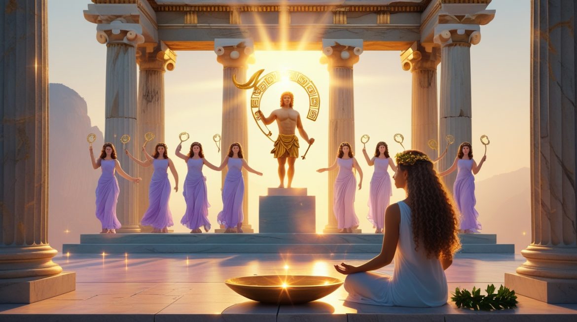 Аполлон — бог солнца, пророчеств и искусств, статуя и изображение солнечного бога римской мифологии