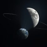 Женщина созерцает Луну и либрацию в ночном небе, астрология, эзотерика, лунные циклы