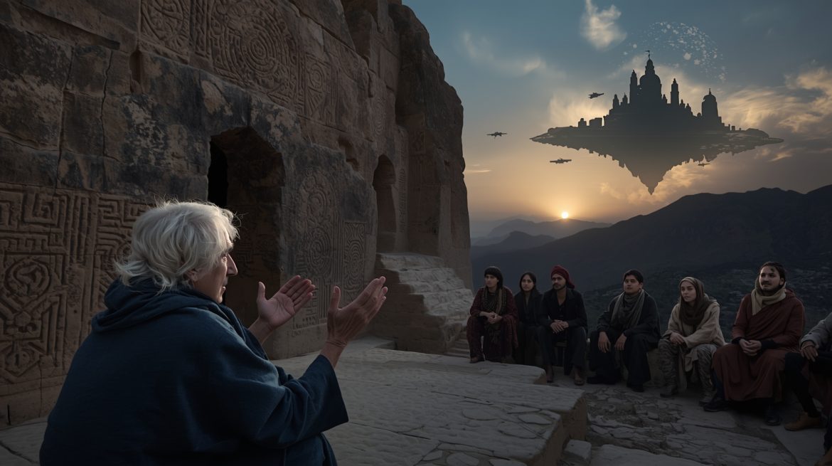 Берберские предания об Атлантиде — туарег у структуры Гуэль-Эр-Ришат в Сахаре