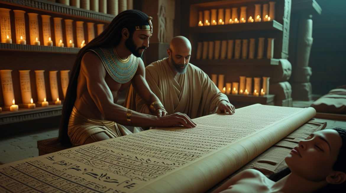 Бог Тот — целитель и хранитель медицинских знаний Древнего Египта, держащий папирус с целительскими заклинаниями в лунном храме