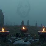 Бригита — кельтская богиня трёх ликов с факелом и молотом на рассвете зимнего Имболка