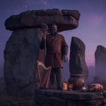 Дагда — верховный бог кельтов с котлом изобилия, дубиной судьбы и магической арфой в священном ирландском лесу