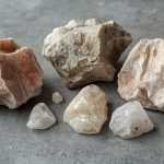 Доломит — розовый и белый кристалл с перламутровым блеском на тёмном камне, медитативная эзотерическая композиция