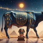 Хатхор небесная корова богиня любви и красоты Древнего Египта с рогами и солнечным диском