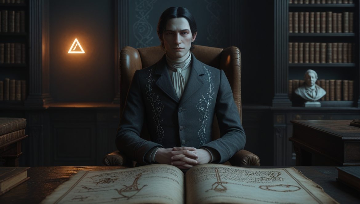 Мартинист в медитации перед алтарем с эзотерическими символами — путь сердца и духовная алхимия мартинизма