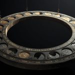 Астролог-жрец у армиллярной сферы наблюдает планетарные циклы — интеркаляция и астрология времени