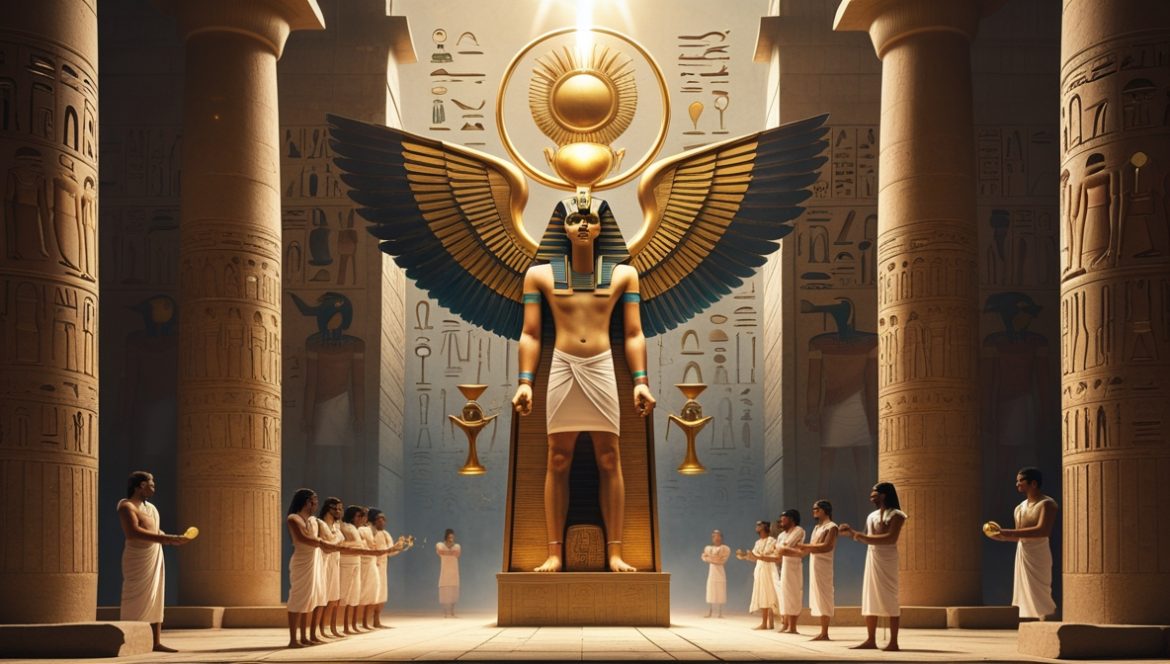 Синкретический образ Пта-Гора — соединение Птаха и Гора в египетской мифологии