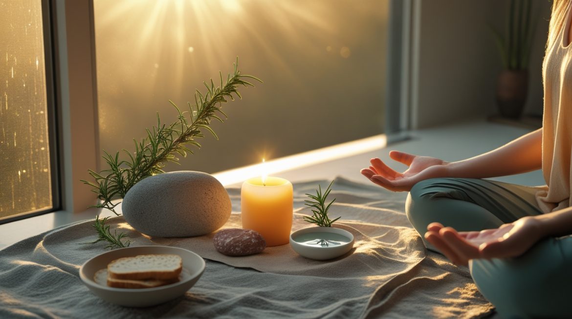 Римский ларарий с алтарём гения места, змеёй и подношениями в древнеримском доме