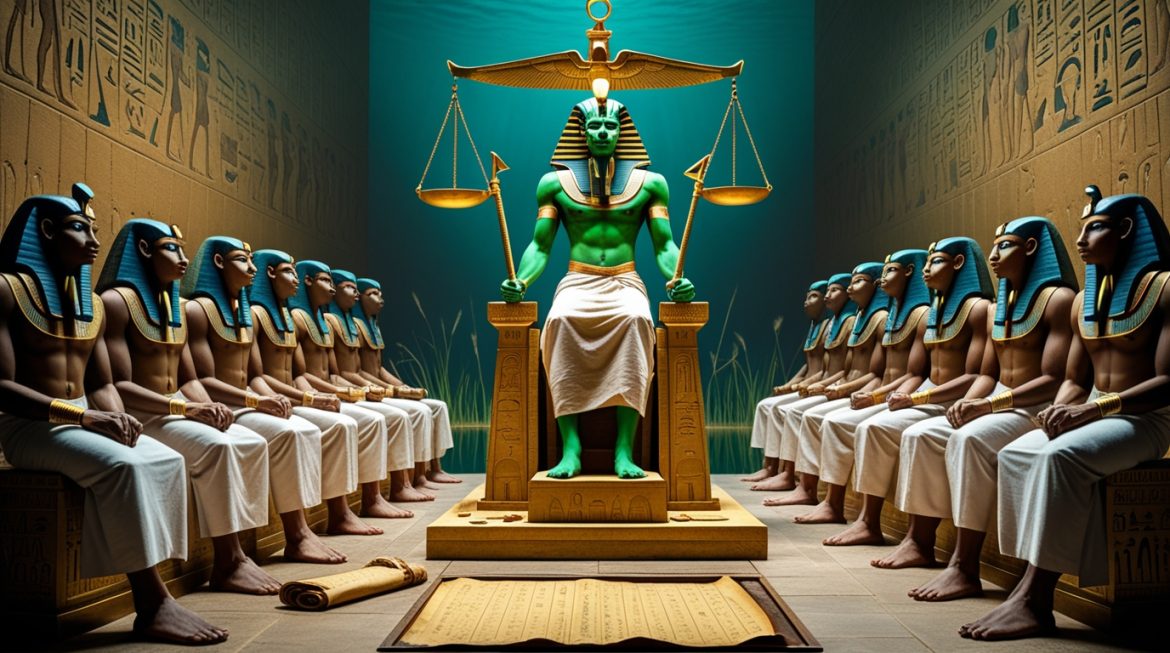 Зал Двух Истин — суд Осириса с весами Маат и 42 судьями мёртвых в загробном мире Дуат