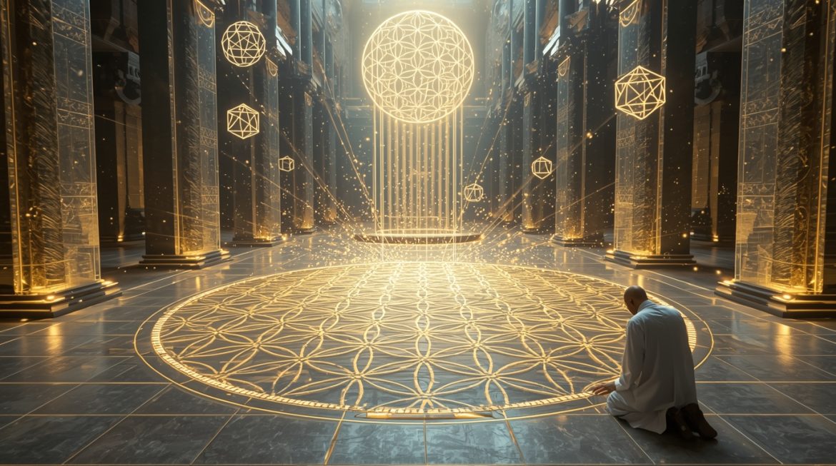 Цветок жизни — символ священной геометрии и атлантических знаний, светящийся на фоне космоса