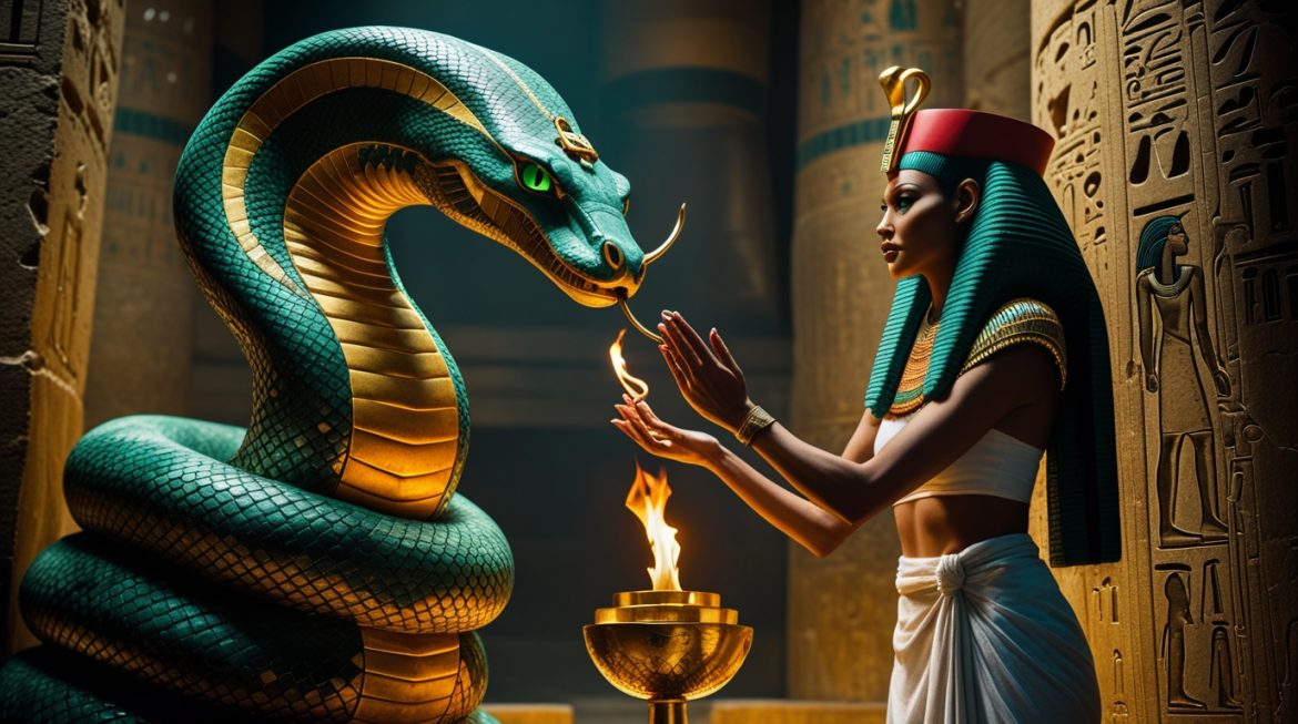 Уаджет — священная кобра Нижнего Египта, богиня-защитница с красной короной и уреем