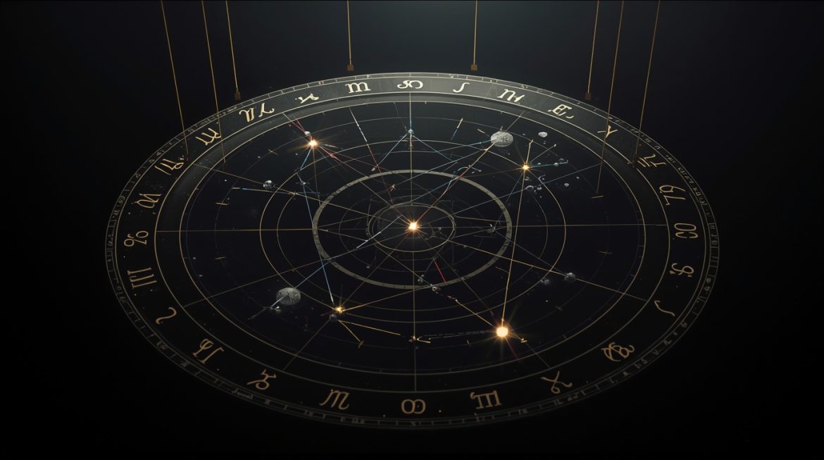 Натальная карта западной астрологии — круг зодиака с планетами и домами гороскопа