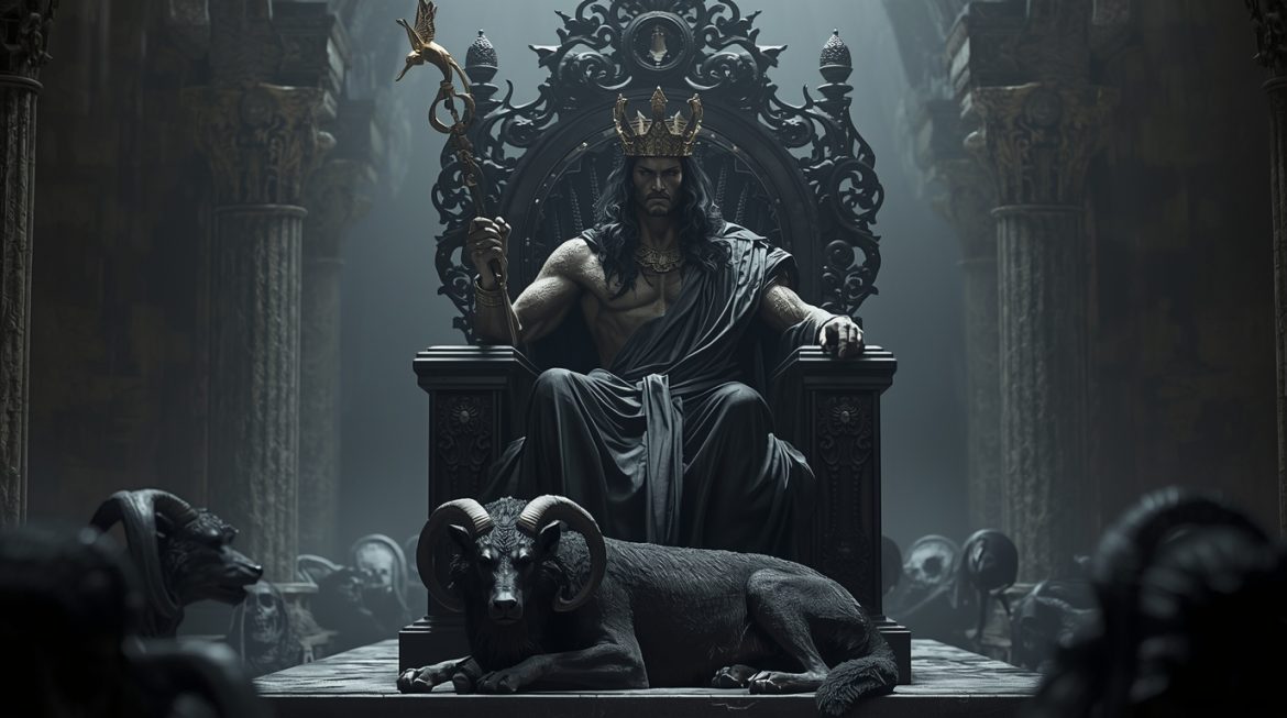 Аид бог подземного царства на троне с Цербером греческая мифология тёмная эзотерика