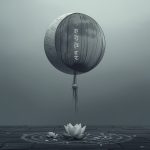 Антардаша Кету в маха-даше Луны — медитирующая женщина под лунным светом с ведическими символами