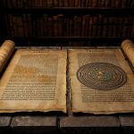 Атлантида — концентрические кольца острова с древнегреческим храмом Посейдона в центре, окружённого водой и буря на горизонте