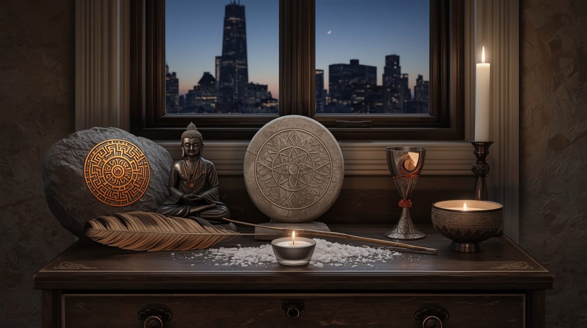 Одинокая практикующая ведьма в лесу ночью — эклектическая викка ритуал природа