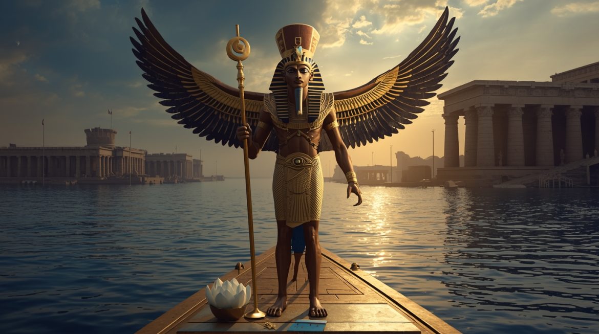 Гор — египетский бог неба с головой сокола в двойной короне, символ власти и победы