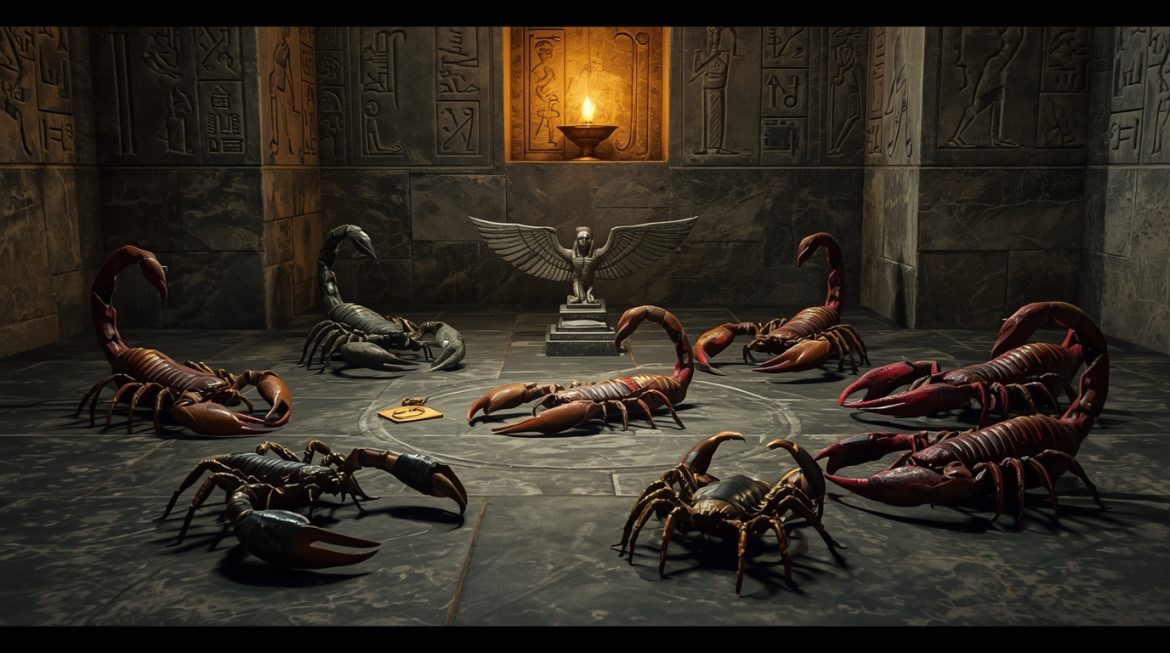 Богиня Исида с семью скорпионами в болотах дельты Нила — магическая защита и священный эскорт