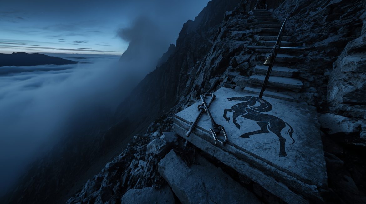 Горный козёл на вершине скалы — символ знака зодиака Козерог, дисциплина и целеустремлённость