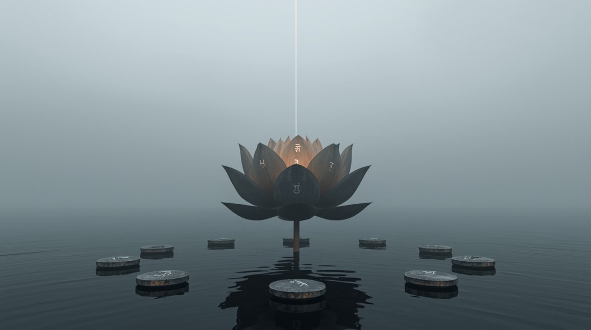 Медитирующий человек под символом Кету в ведической астрологии — маха-даша, духовный поиск, джйотиш