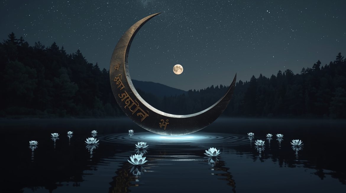 маха-даша Луны в Джйотише — медитация женщины под лунным светом у воды