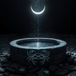 Знак зодиака Рак — символ краба на фоне лунного отражения в ночном океане