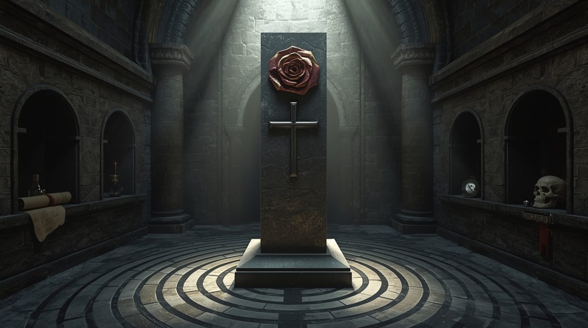 Розенкрейцер в храме с символом розы и креста — братство АМОРК