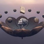 Женщина в медитации с космическими символами и эзотерическими знаками теософии Блаватской