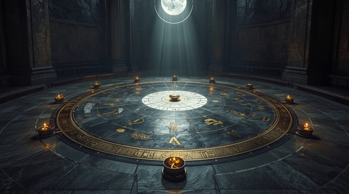 Восходящий знак зодиака — асцендент в натальной карте на фоне рассветного зодиакального колеса