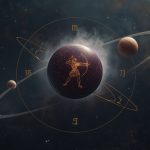 Чёрная Луна Лилит в Стрельце — женщина на перекрёстке под звёздным небом с созвездием Стрельца