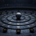 йогини даша — восемь планетарных периодов ведической астрологии на фоне звёздного неба и древнего храма